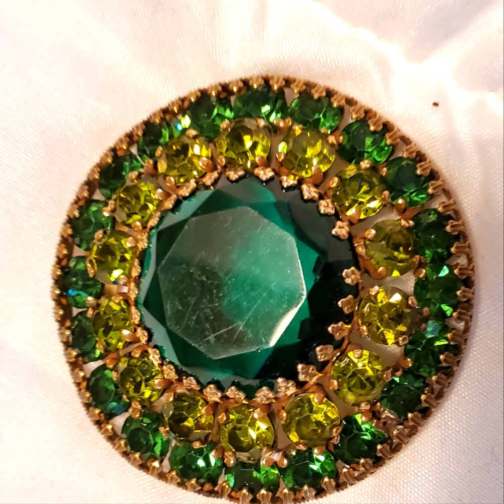 Weiss  Large Emerald and Citrine Vintage brooch.